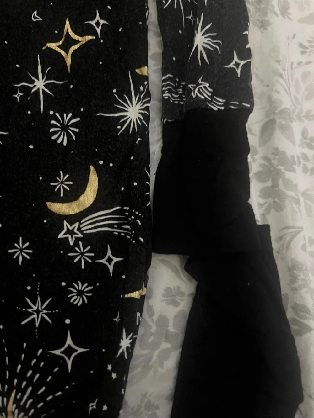 Little Sleepies Black Footed One-Piece Pajamas with Gold & White Celestial Print